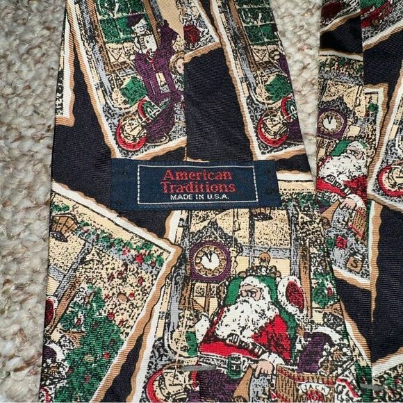 Mens American Traditions Christmas Tie Necktie - USA - Santa Claus‎ - Picture 2 of 3